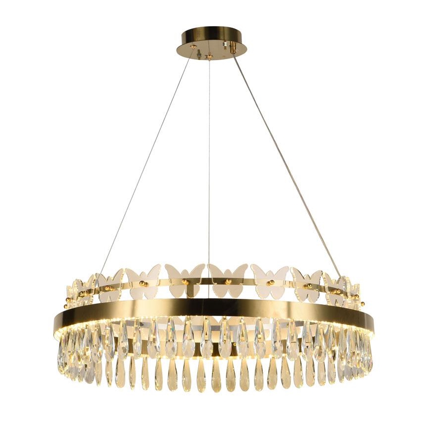 LED Dimmable crystal chandelier on a string LED/80W/230V 3000-6500K gold + remote control