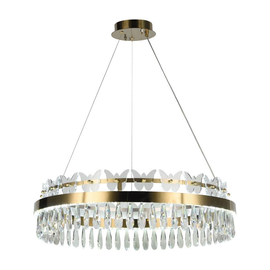 LED Dimmable crystal chandelier on a string LED/80W/230V 3000-6500K gold + remote control