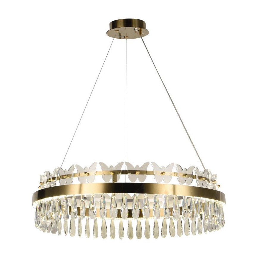 LED Dimmable crystal chandelier on a string LED/80W/230V 3000-6500K gold + remote control