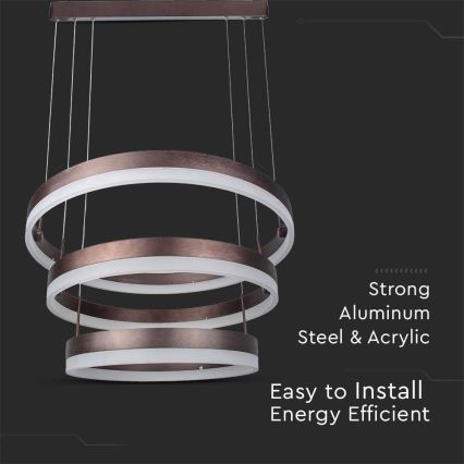 LED Dimmable chandelier on a string LED/86W/230V 3000K brown