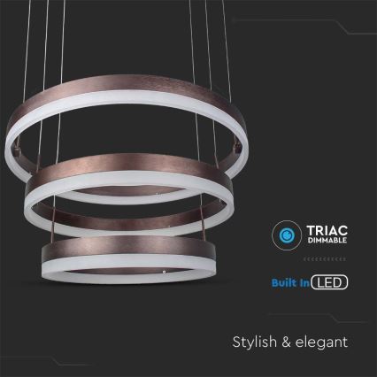 LED Dimmable chandelier on a string LED/86W/230V 3000K brown