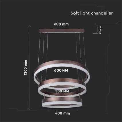 LED Dimmable chandelier on a string LED/86W/230V 3000K brown