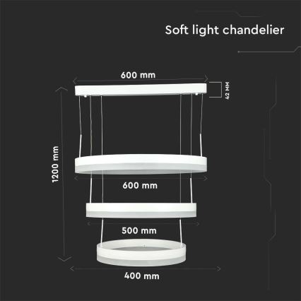 LED Dimmable chandelier on a string LED/86W/230V 3000K white