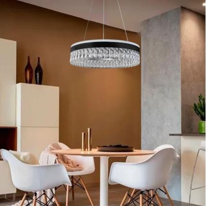 LED Dimmable crystal chandelier on a string LED/90W/230V 3000-6500K black + remote control