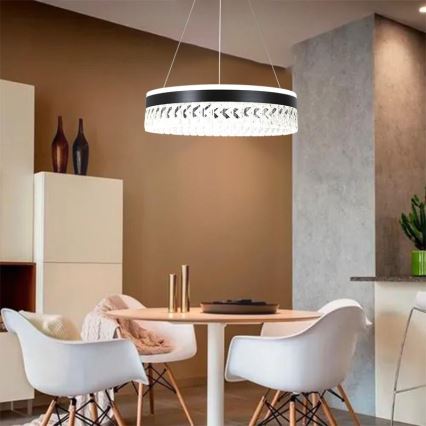 LED Dimmable crystal chandelier on a string LED/90W/230V 3000-6500K black + remote control