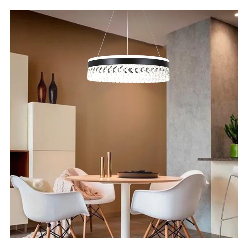 LED Dimmable crystal chandelier on a string LED/90W/230V 3000-6500K black + remote control