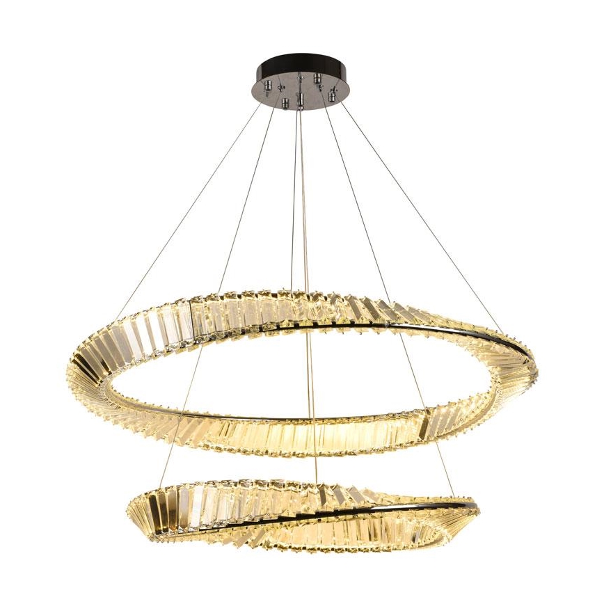 LED Dimmable crystal chandelier on a string LED/90W/230V 3000-6500K shiny chrome + remote control