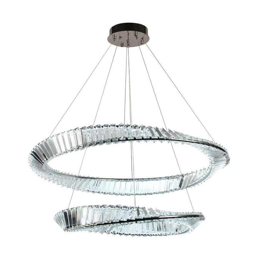 LED Dimmable crystal chandelier on a string LED/90W/230V 3000-6500K shiny chrome + remote control
