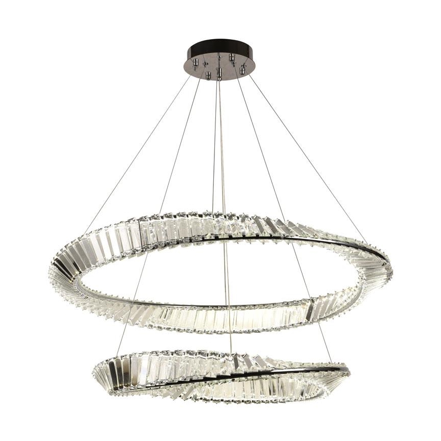 LED Dimmable crystal chandelier on a string LED/90W/230V 3000-6500K shiny chrome + remote control