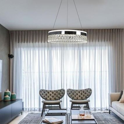 LED Dimmable crystal chandelier on a string LED/90W/230V 3000-6500K shiny chrome + remote control