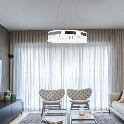 LED Dimmable crystal chandelier on a string LED/90W/230V 3000-6500K shiny chrome + remote control