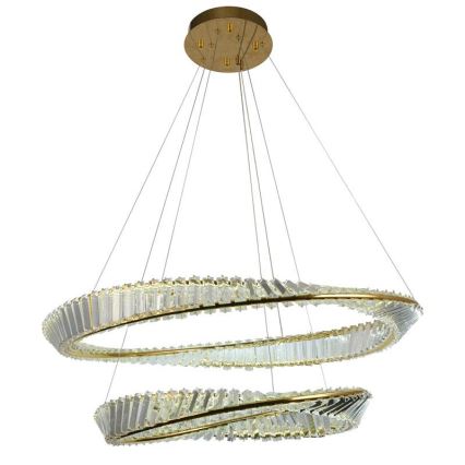 LED Dimmable crystal chandelier on a string LED/90W/230V 3000-6500K gold/chrome + remote control