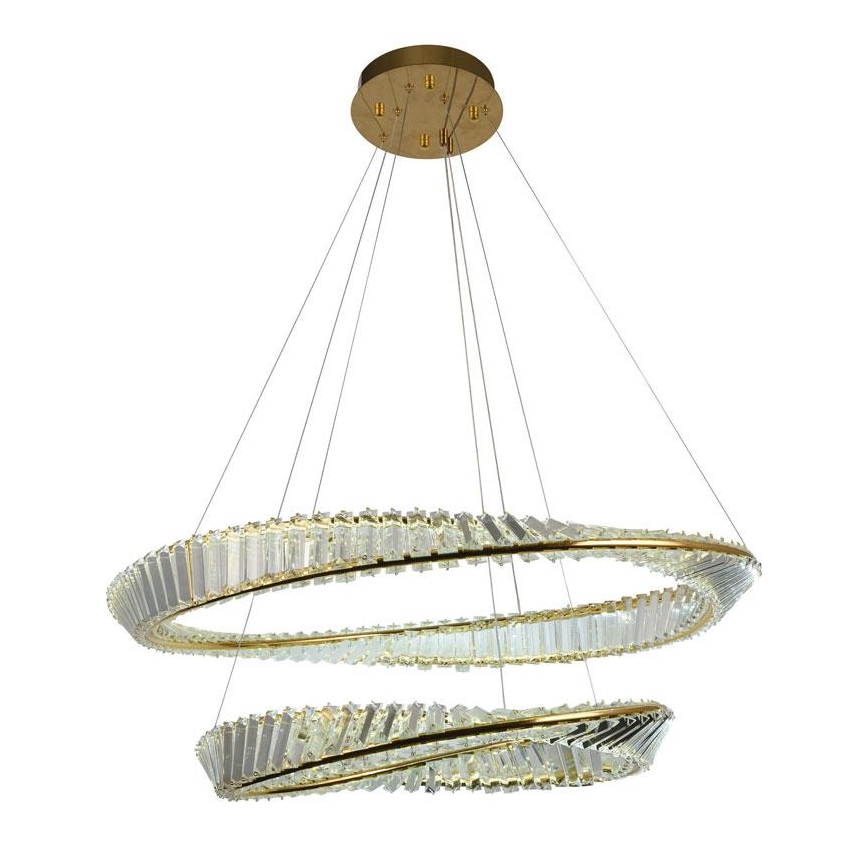 LED Dimmable crystal chandelier on a string LED/90W/230V 3000-6500K gold/chrome + remote control
