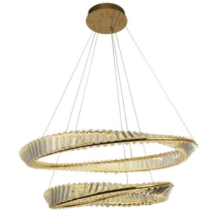 LED Dimmable crystal chandelier on a string LED/90W/230V 3000-6500K gold/chrome + remote control