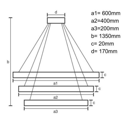 LED Dimmable chandelier on a string LED/90W/230V 3000-6500K + remote control