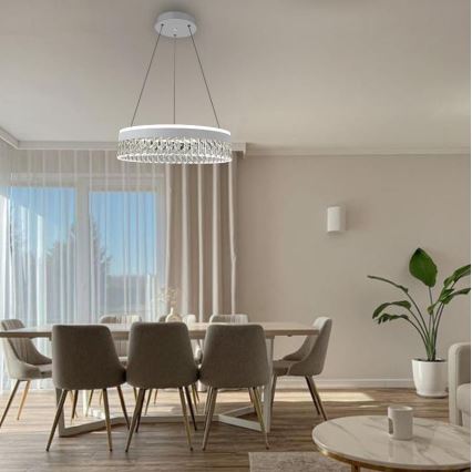 LED Dimmable crystal chandelier on a string LED/90W/230V 3000-6500K white + remote control