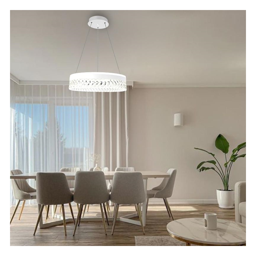 LED Dimmable crystal chandelier on a string LED/90W/230V 3000-6500K white + remote control
