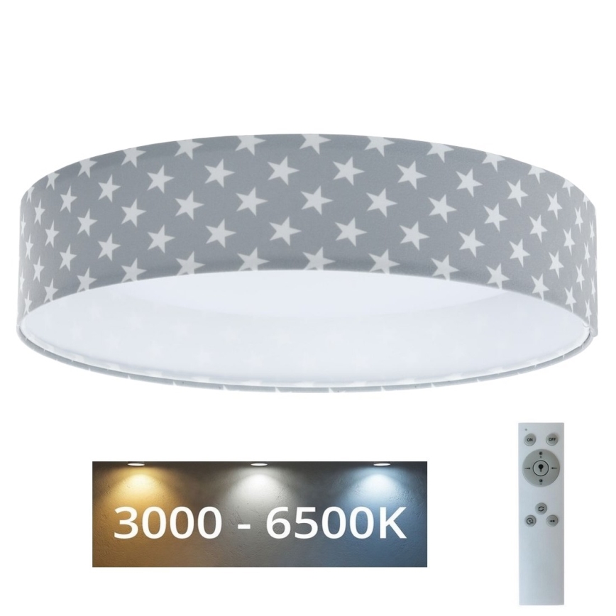LED Dimmable children's ceiling light SMART GALAXY KIDS LED/24W/230V 3000-6500K stars grey/white + remote control