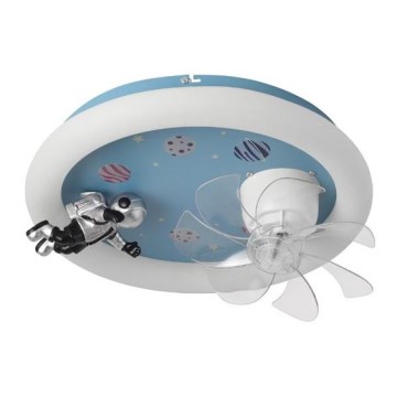 LED Dimmable Children's Ceiling Light with Fan LED/48W/230V 3000/4000/6000K Ø 50 cm Blue + Remote Control