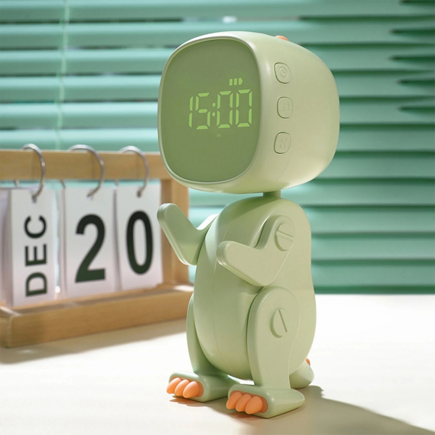 LED RGBW Dimmable children's night small lamp with alarm clock ROBOT LED/1W/5V 1200 mAh