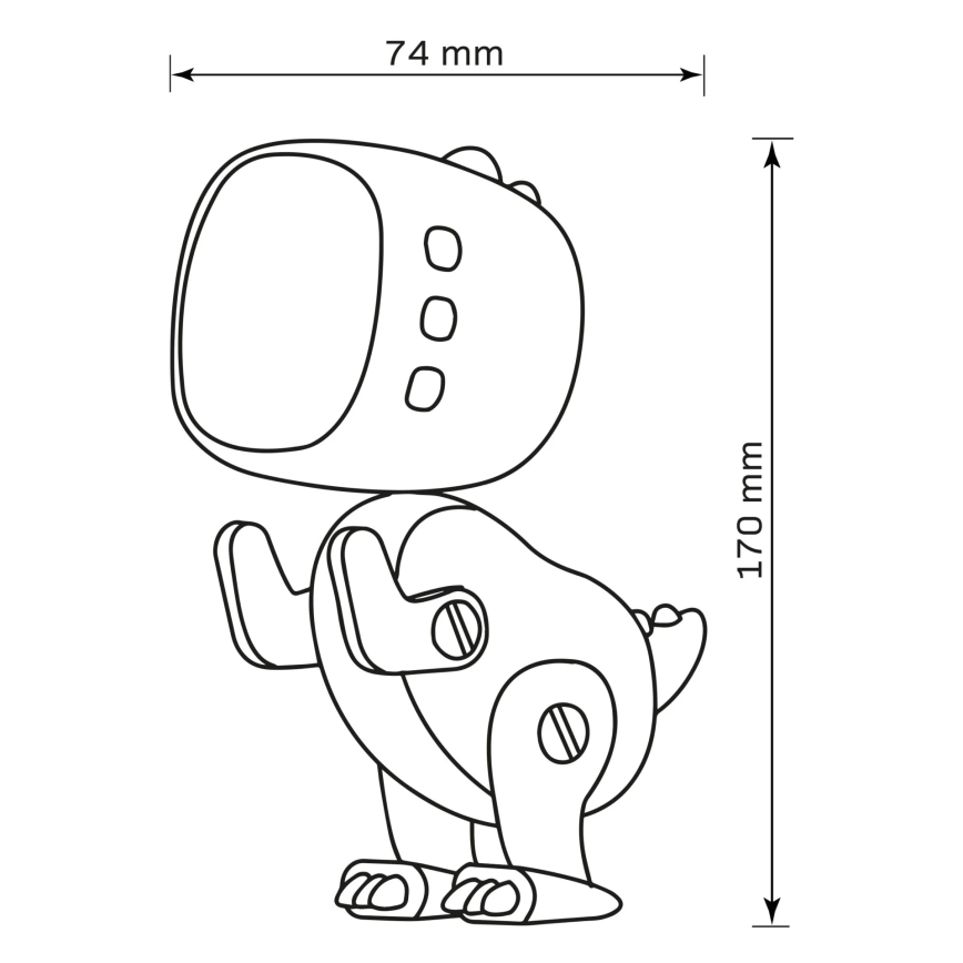 LED RGBW Dimmable children's night small lamp with alarm clock ROBOT LED/1W/5V 1200 mAh