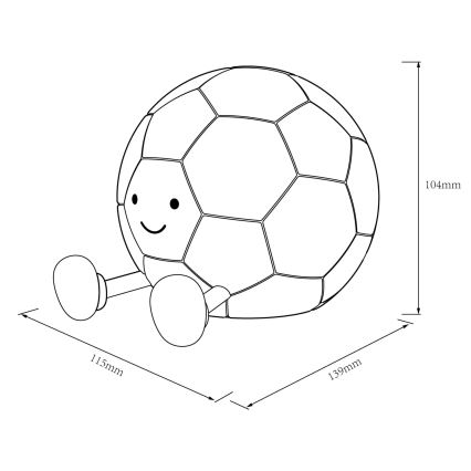 LED Dimmable children's touch lamp FOOTBALL LED/2W/5V USB 1200 mAh white/black