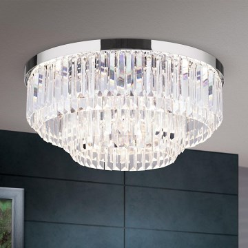 LED Dimmable crystal ceiling light PRISM LED/80W/230V d. 55 cm shiny chrome
