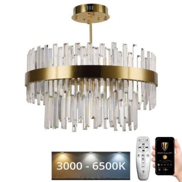 LED Dimmable crystal chandelier on a pole LED/80W/230V 3000-6500K gold + remote control