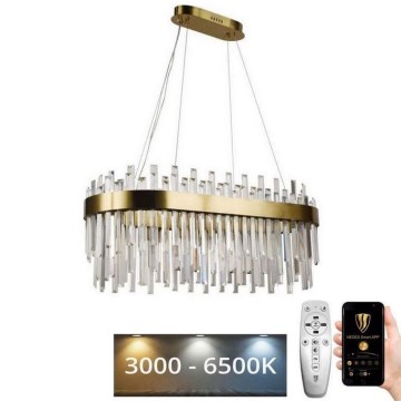 LED Dimmable crystal chandelier on a string LED/100W/230V 3000-6500K gold + remote control