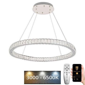 LED Dimmable crystal chandelier on a string LED/100W/230V 3000-6500K silver + remote control