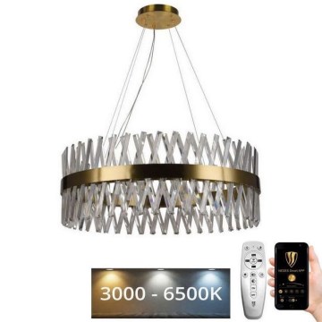 LED Dimmable crystal chandelier on a string LED/110W/230V 3000-6500K gold + remote control