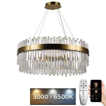 LED Dimmable crystal chandelier on a string LED/110W/230V 3000-6500K gold + remote control