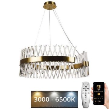LED Dimmable crystal chandelier on a string LED/175W/230V 3000-6500K gold + remote control