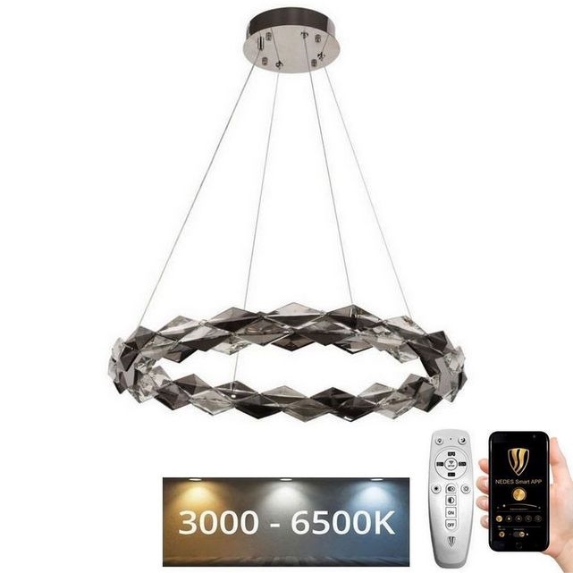 LED Dimmable crystal chandelier on a string LED/40W/230V 3000-6500K shiny chrome + remote control