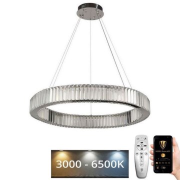 LED Dimmable crystal chandelier on a string LED/50W/230V 3000-6500K shiny chrome + remote control