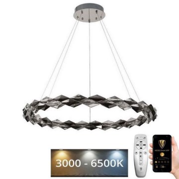 LED Dimmable crystal chandelier on a string LED/55W/230V 3000-6500K shiny chrome + remote control