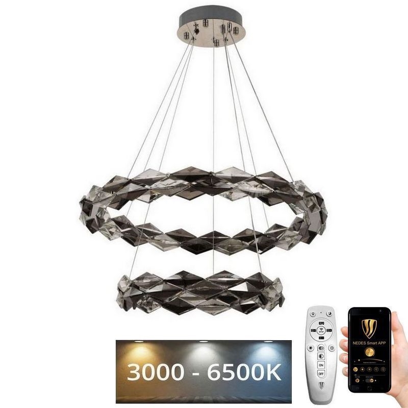 LED Dimmable crystal chandelier on a string LED/65W/230V 3000-6500K shiny chrome + remote control