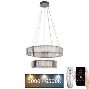 LED Dimmable crystal chandelier on a string LED/65W/230V 3000-6500K shiny chrome + remote control
