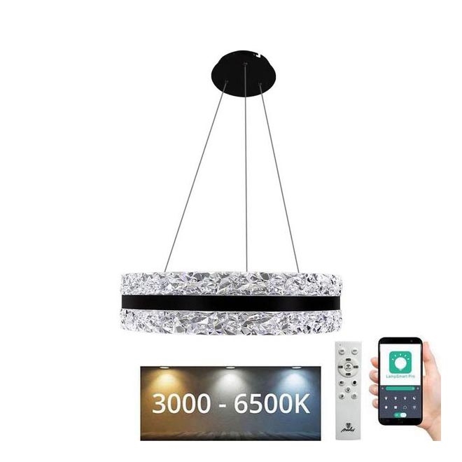 LED Dimmable crystal chandelier on a string LED/80W/230V 3000-6500K black + remote control