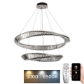 LED Dimmable crystal chandelier on a string LED/90W/230V 3000-6500K shiny chrome + remote control