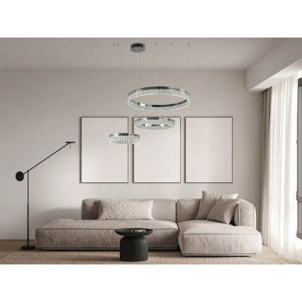 LED Dimmable Crystal Chandelier on Cable THALIA LED/120W/230V 3000-6000K + Remote Control