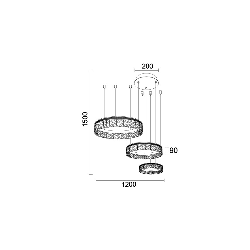 LED Dimmable Crystal Chandelier on Cable THALIA LED/120W/230V 3000-6000K + Remote Control