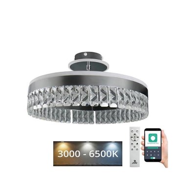 LED Dimmable crystal surface-mounted chandelier LED/75W/230V 3000-6500K matte chrome + remote control