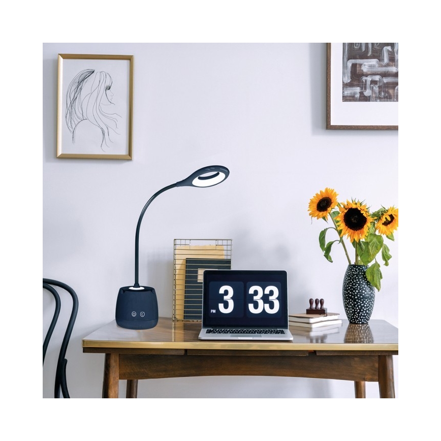LED Dimmable flexible rechargeable table lamp LUSIA LED/5W/5V 3000/4000K 1200 mAh black