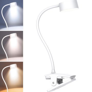 LED Dimmable flexible rechargeable table lamp with clip LED/2W/1800 mAh 3000/4000/6500K white