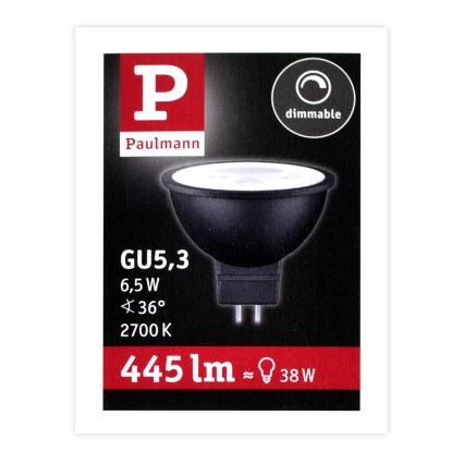 LED Dimmable flood light bulb GU5,3/6,5W/12V 2700K - Paulmann 28757