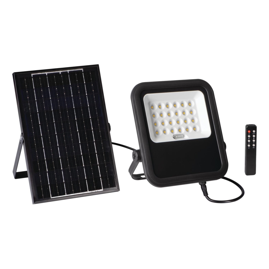 LED Dimmable floodlight with a solar panel and dusk sensor LED/10W/10000 mAh 3,2V IP65 + remote control