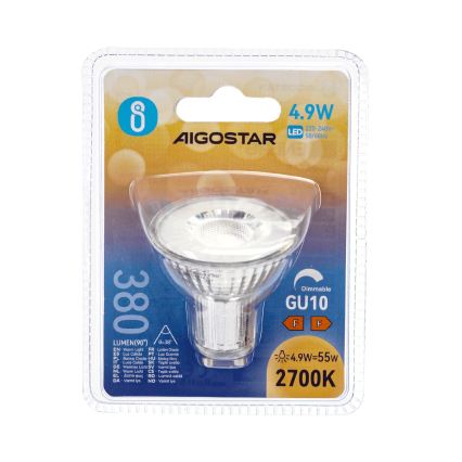 LED Dimmable GU10 Bulb, 4.9W, 230V, 2700K - Aigostar