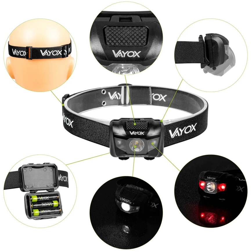 LED Dimmable headlamp 3xLED/3xAAA IPX4 100 shiny
