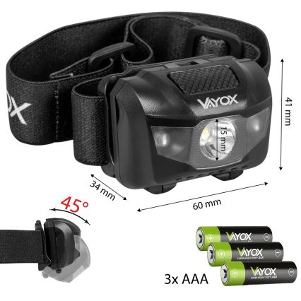 LED Dimmable headlamp 3xLED/3xAAA IPX4 100 shiny